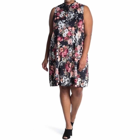 TASH + SOPHIE Mock Neck Sleeveless Floral Dress - Picture 1 of 7